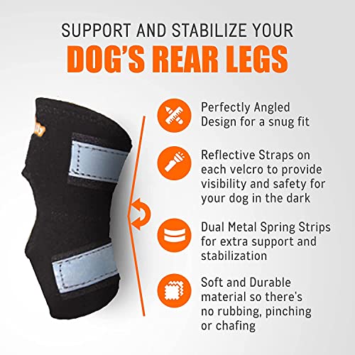 NeoAlly Super Supportive Dog Braces for Rear Leg and Hock Joint with Dual Metal Spring Strips Stabilize Canine hind Legs from Wound, Injury, Sprains, Arthritis (XL Pair) Both Leg XL