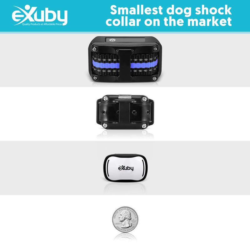 eXuby Tiny Dual Shock Collar - Smallest Collar on The Market - Sound, Vibration, Shock - 9 Intensity Levels - Pocket-Size Remote - Long Battery Life - Water-Resistant - White Remote - PawsPlanet Australia