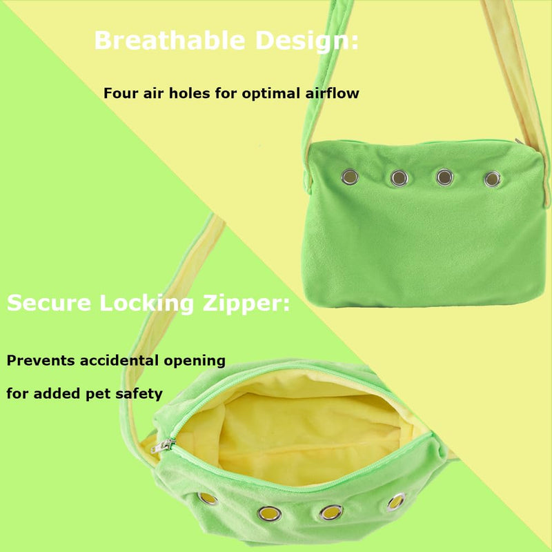 Meow&Woof Sugar Glider Bonding Pouch Small Pet Carrier Bag Sling with Strap Critter Cuddler for Gliders Ferret, Rat, Hedgehog, Hamster Outdoor-Green Green