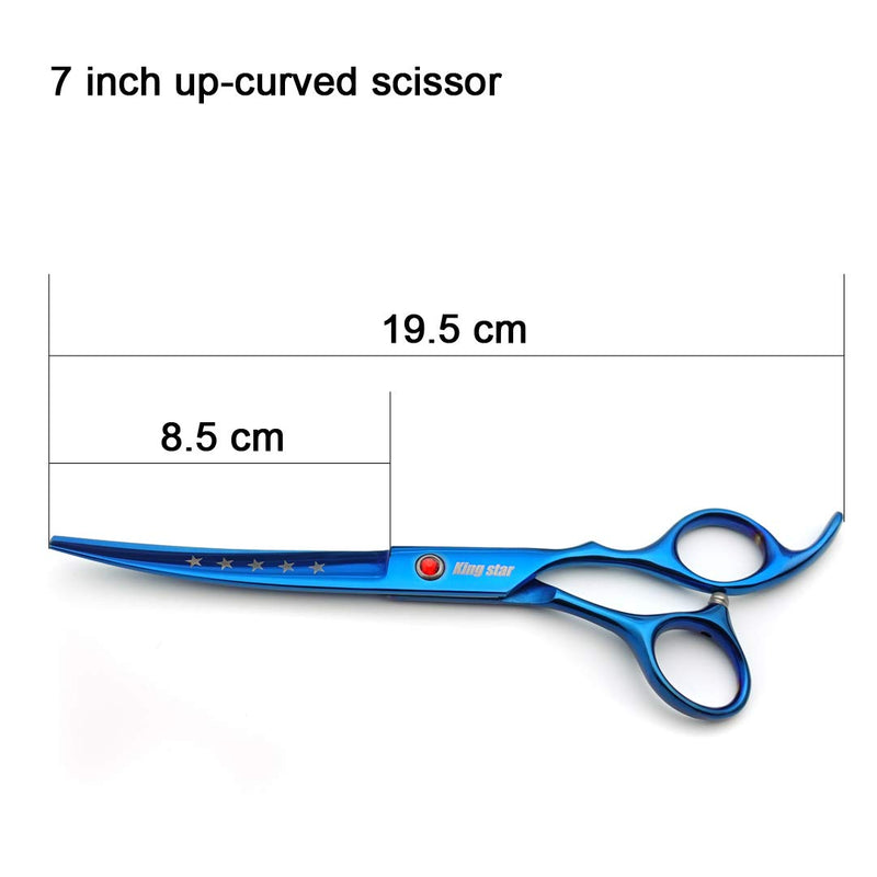 7.0in Titanium Blue Professional Pet Grooming Scissors Set,Straight & Thinning & Curved Scissors 4pcs Set for Dog Grooming,(Blue) - PawsPlanet Australia