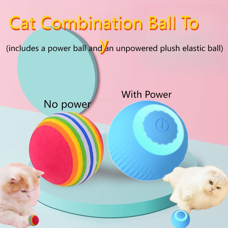cat Toy Two-Piece Set-Wloom Power Ball 2.0 -Red Rainbow Cat Toy Balls Soft Interactive Indoor Kittens Favorite Toys .Small Dogs Toy Balls Activity Chase Quiet Play Sponge Ball（Blue） - PawsPlanet Australia