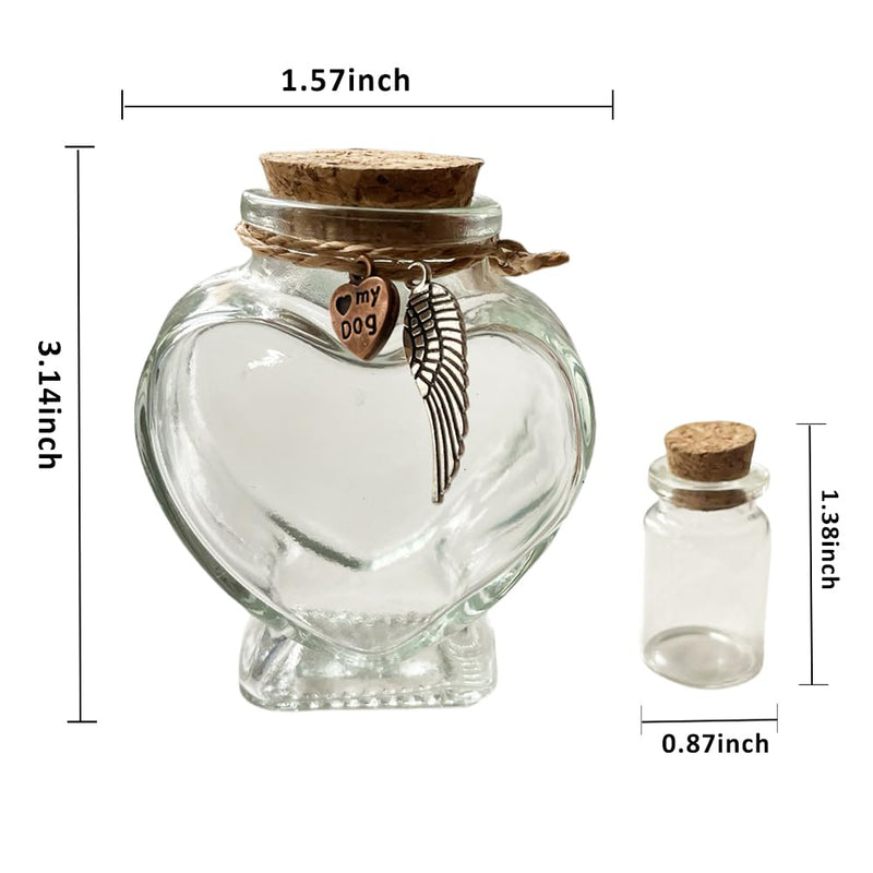 Memorial Bottle for Pet Hair, Lock of Hair Keepsake, Pet Urns for Dogs, Pet Memorial Gifts for Loss of Dog, transparent, JAR001