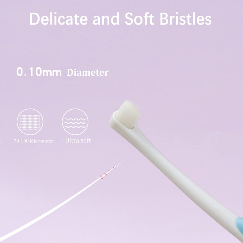 JGocot Small Dog Toothbrush,|Micro Brush Head|Nano Bristle|Soft Pet Toothbrush for Sensitive Gum&Teeth, Dog Teeth Cleaning Kit for Puppy, Kitten, Cats&Miniature Toy Size Dogs Tiny brush head Blue+green - PawsPlanet Australia