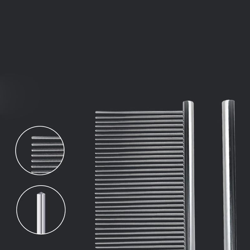 2 Pack Dog Combs,Pet Steel Comb with Rounded Ends Stainless Steel Teeth, Cat Comb for Removing Tangles and Knots, Professional Grooming Tool for Long and Short Haired Dog, 6.3IN/7.4IN - PawsPlanet Australia