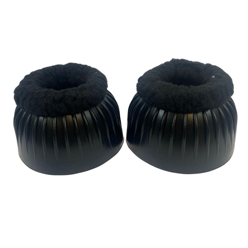 Intrepid International Fleece Topped Bell Boots - Gentle Hoof Protection with Soft Fleece, Secure Fit, and Durable Construction for Comfortable Equestrian Activities, XL, Black