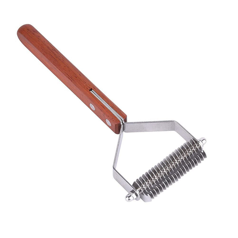 Awtang Undercoat Rake for Dogs, Cats Grooming Dematting Comb, 20 Stainless Steel Blades Wooden Handle Dog Brush - PawsPlanet Australia