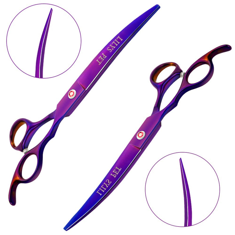 LILYS PET Professional PET DOG Grooming Coated Titanium scissors suit Cutting&Curved&Thinning shears (7.5 inches, Purple)… 7.5 inches - PawsPlanet Australia