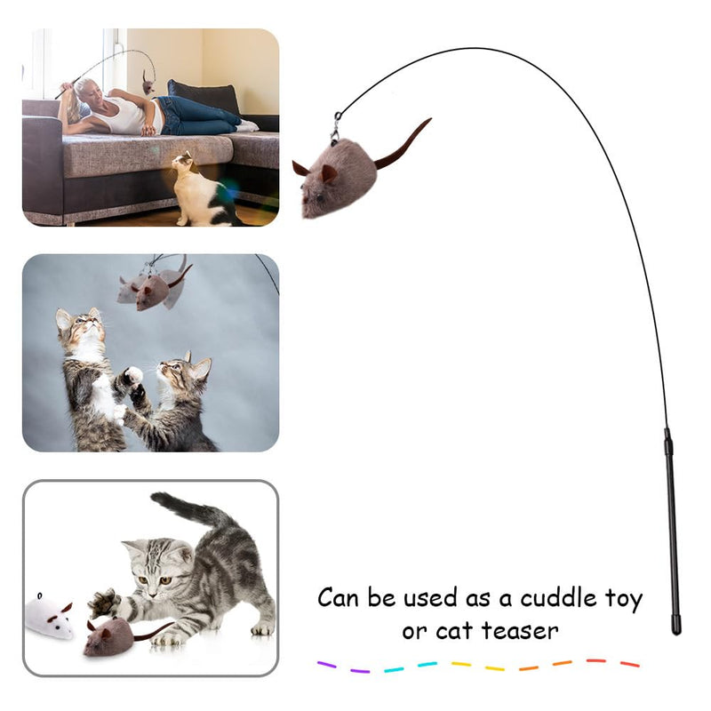 PAZ'S GIFT Cat Wand Toy, cat Stick Interactive Vocal Toy Mouse, Squeak, Mouse, cat Toy, cat Kick Toy, Suitable for All cat Types, 2-Pack - PawsPlanet Australia