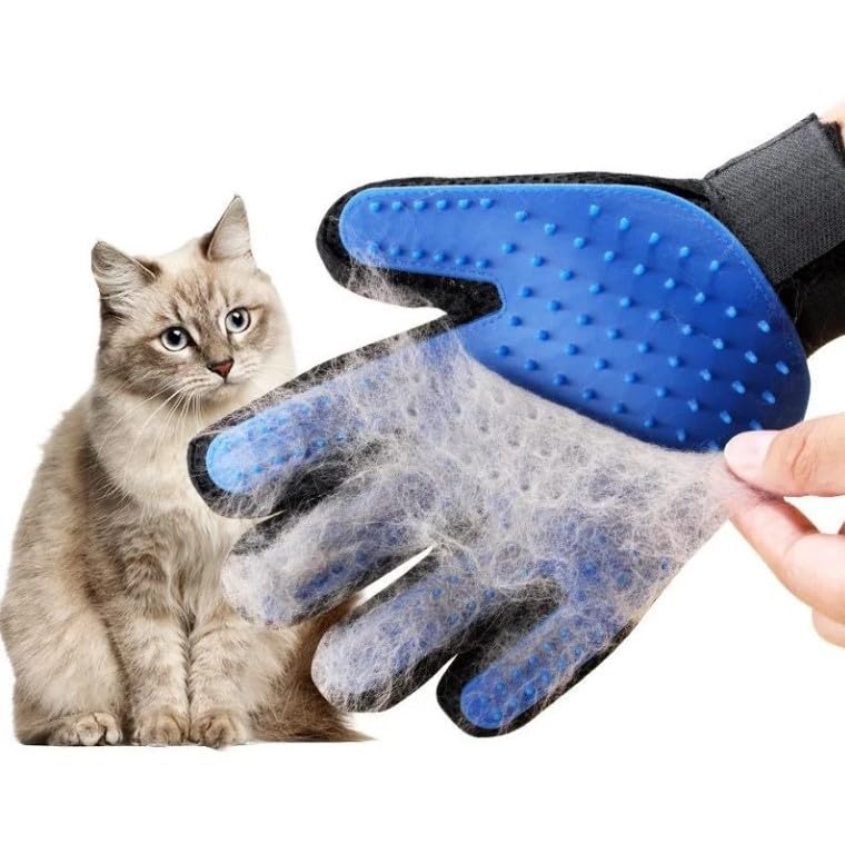 Grooming Gloves for Pets (Set of 2) – Efficient Deshedding Glove for Dogs & Cats, Long and Short Hair Remover Brush Mitt, Left & Right, Machine Washable