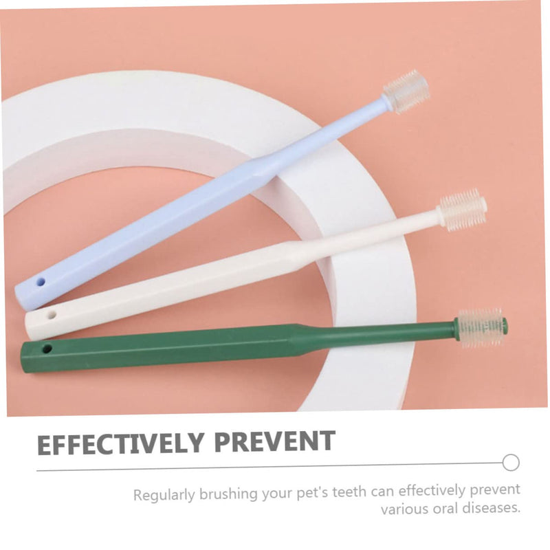 Abaodam Pack of 4 Manual Toothbrushes for Pets with Ergonomic Handle, All-Round Brush for Effective and Gum Cleaning for Small Dogs and Cats, Compact and Versatile