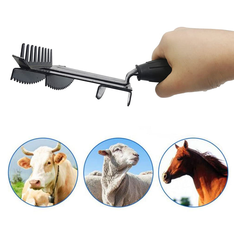 Livestock Shedding Comb, Metal Livestock Brush Tools for Cow, Horse, Sheep (Black), 7.87 X 5.5 Black,Gold - PawsPlanet Australia