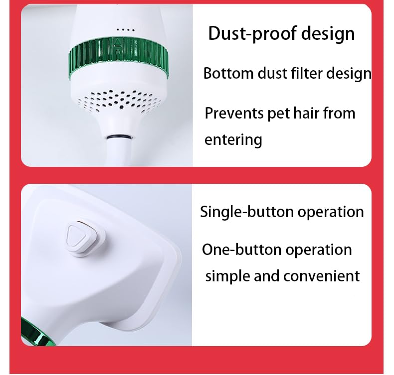 Pet Hair Dryer, 2-in-1 Convenient Dog Blower, 300W Pet Grooming Hair Dryer with Spike Rake Brush, Adjustable Temperature for Small/Medium Cats and Dogs - PawsPlanet Australia