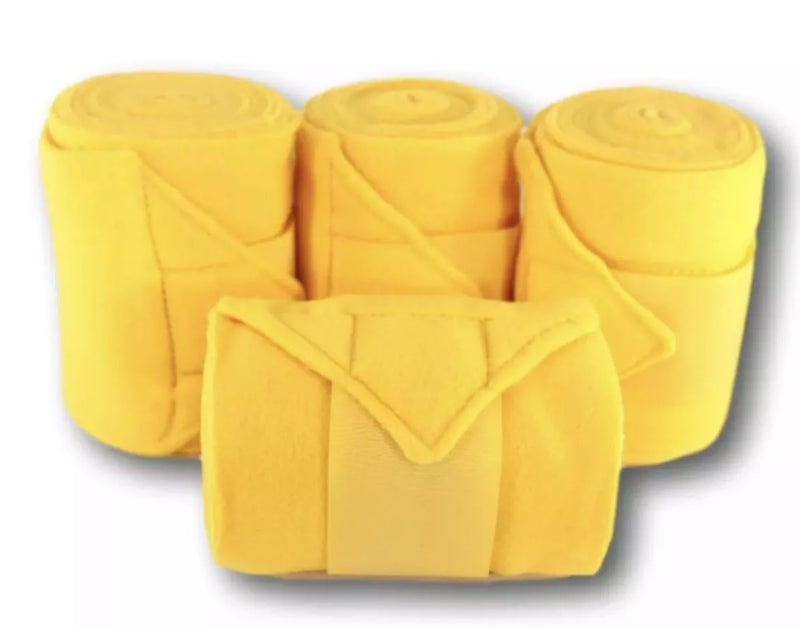Fleece Horse Polo Wraps Set of 4 Bandages 4" Width, 3 Meters Length (Yellow)