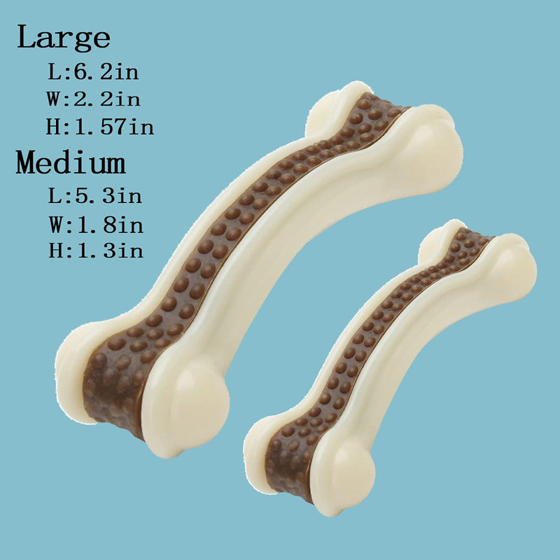 Dog Chew Toys for Aggressive Chewers Large Breed,Real Beef/Bacon Flavor Indestructible Dog Teething Chew Toys Bones for Large/Medium/Small Puppies ,Pet Toy with Durable Nylon… 2PCS(Beef Flavor) - PawsPlanet Australia