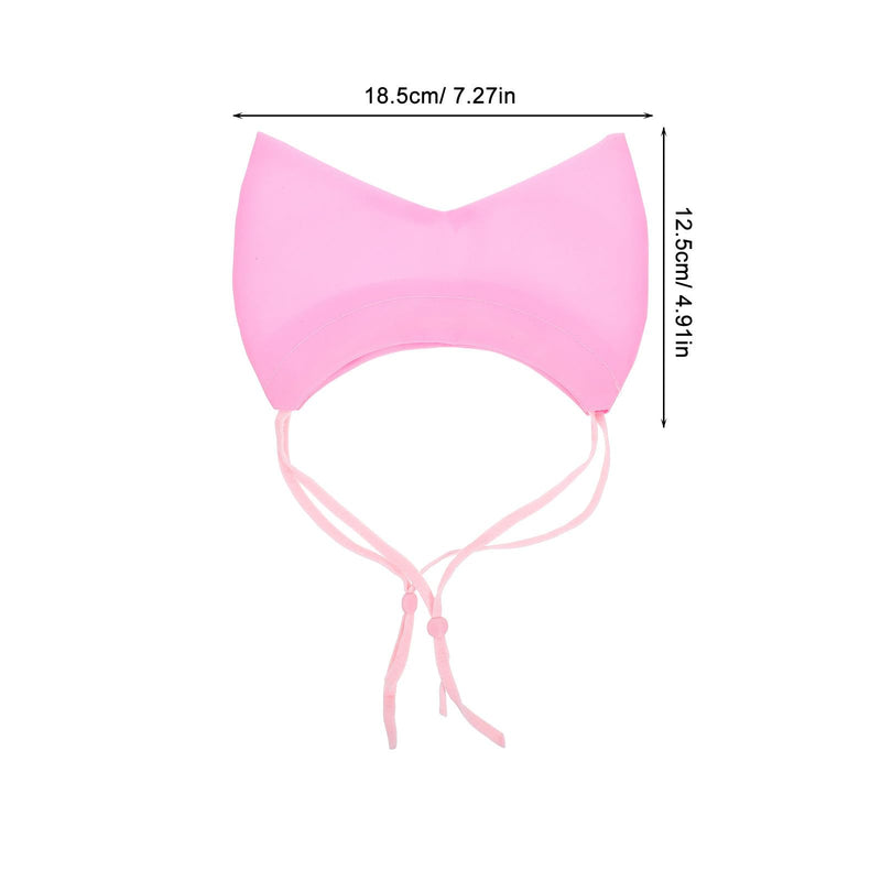 Cat bathing cap with ear protection made of polyester. Easy to use for cat grooming and bathing. Pink.