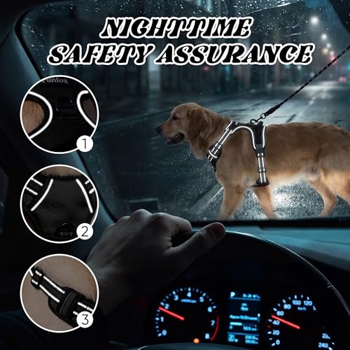Funfox Dog Harness No Pull, Adjustable Pet Vest Harness Black S with Handle, 2 Leash Clips for Daily Walking Easy Control, Soft Durable Reflective Comfortable for Small Sized Dogs - PawsPlanet Australia