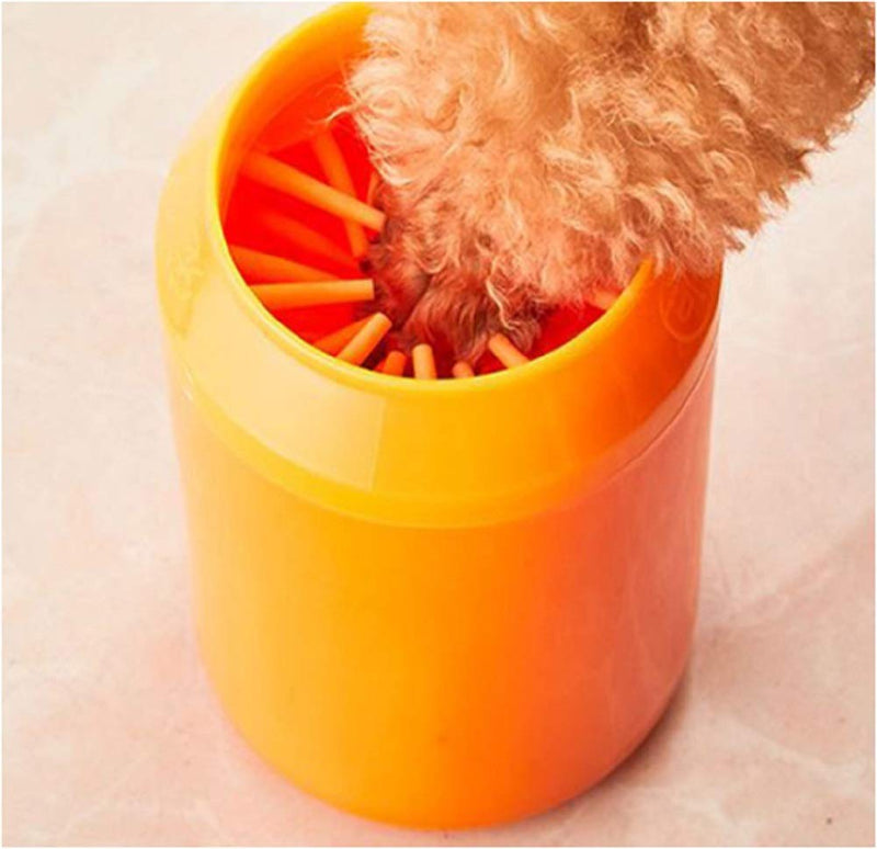JJMax Dog Paw Handheld Cleaner Gentle Dirt and Mud Remover (Medium (Medium Breeds), Orange) - PawsPlanet Australia