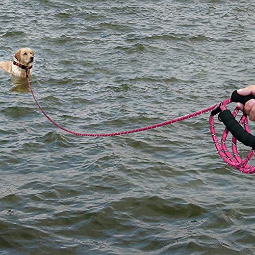 Plutus Pet Long Rope Dog Leash with Comfortable Padded Handle, Reflective Nylon Heavy Duty Rope, 15FT 20FT 30FT for Small Medium Large Dogs (15FT, Pink) 2/5"x15' - PawsPlanet Australia