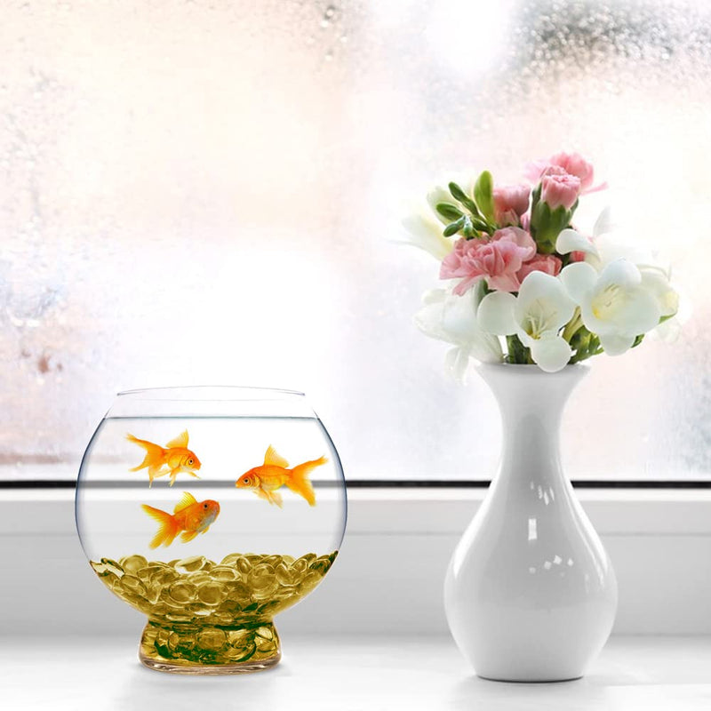 HUIANER Flat Glass Marbles 1lb, 100PCS Yellow Flat Gems Glass Beads for Vase Filler Garden Aquarium Tank Pebbles Table Floral Decoration - PawsPlanet Australia