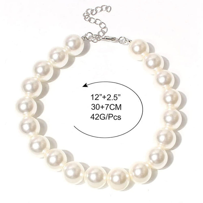 Adorable Pet Pearl Collar Adjustable Cat Dog Pet Necklace Jewelry Chihuahua York Girl Clothing Dress Accessories White - PawsPlanet Australia