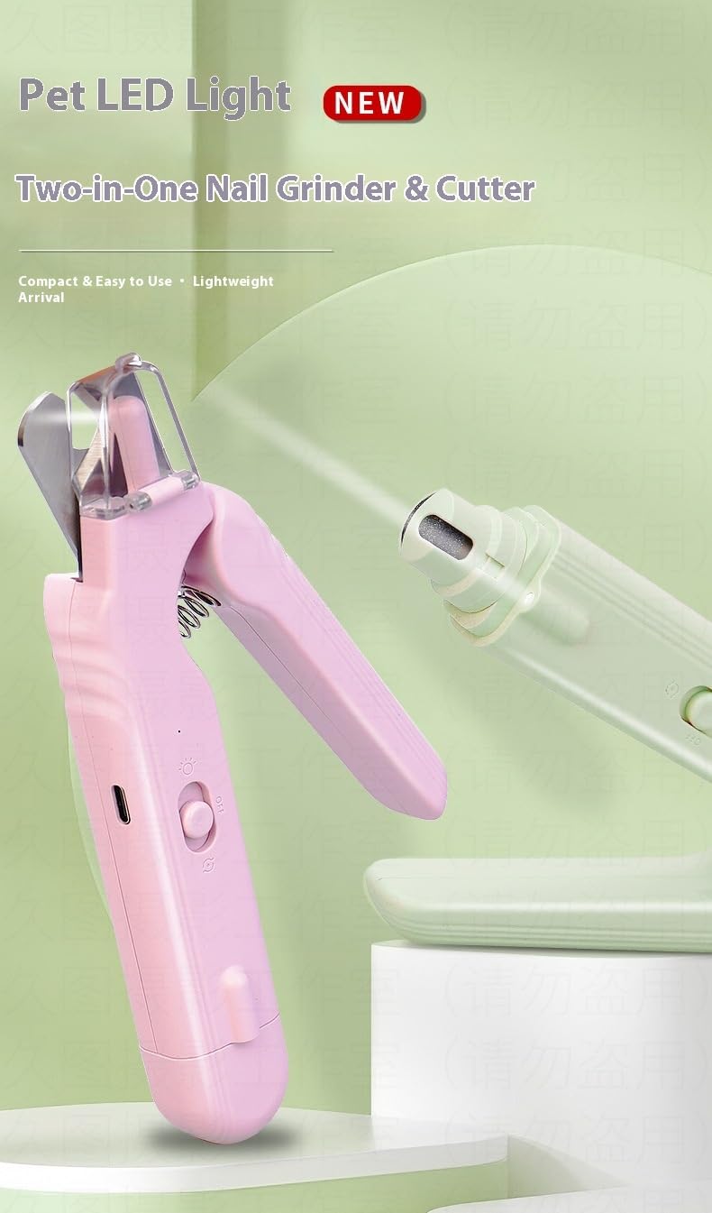 USB Pet Nail Clipper with LED Light – 2-in-1 Electric Grinder & Scissors, Rechargeable Trimmer for Dogs & Cats, 60°Angle Blade, Low-Noise Motor, Blood-Line Illuminator, 94 g Lightweight - PawsPlanet Australia