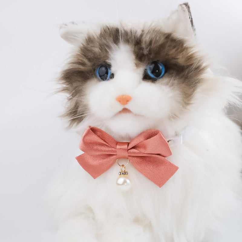 ETOPARS Bow Necklace Tie Collar for Cats, Cat Collar with Bow for Female Cats Pink Bows & Accessories Breakaway Safety Cat Bowtie Collar S White