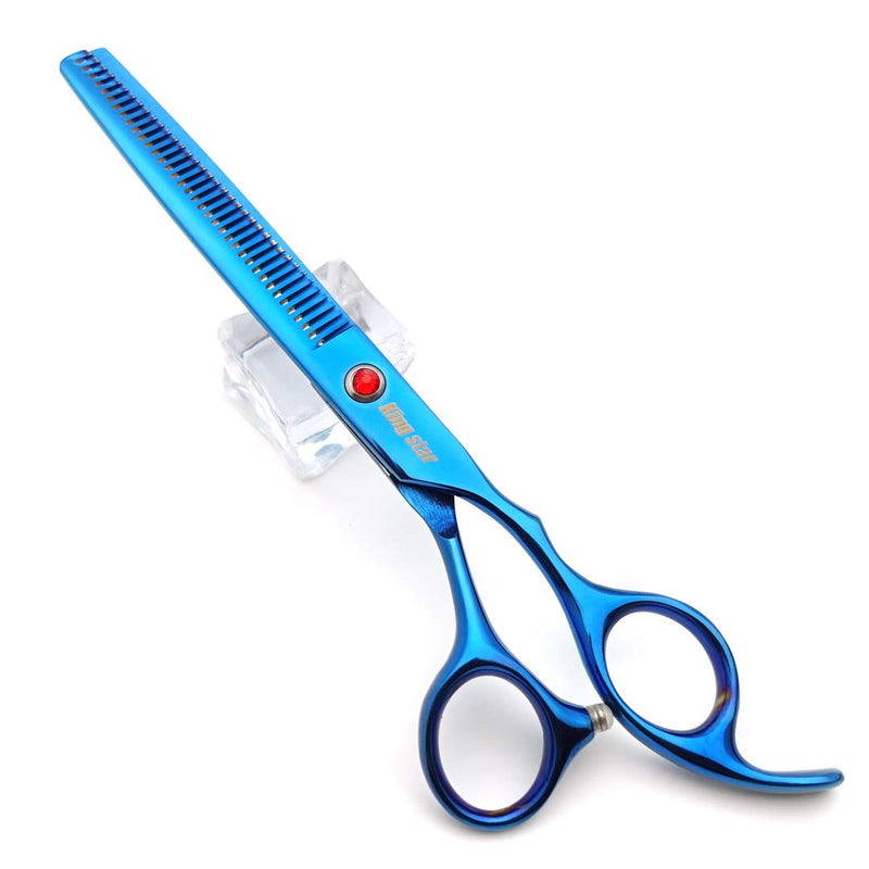 7.0in Titanium Blue Professional Pet Grooming Scissors Set,Straight & Thinning & Curved Scissors 4pcs Set for Dog Grooming,(Blue) - PawsPlanet Australia