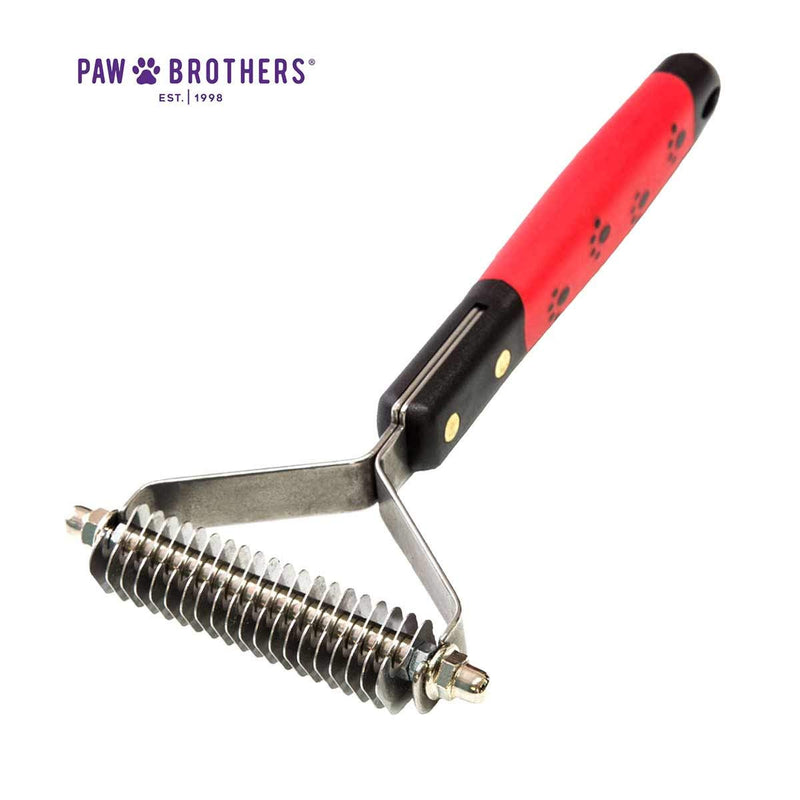 RYAN'S PET SUPPLIES Paw Brothers 20 Blade Medium Double WideDematting Undercoat Rake for Dogs and Cats, Professional Grade, Dog Shedding Brush, Stainless Steel Blades, Rounded Gentle Teeth - PawsPlanet Australia