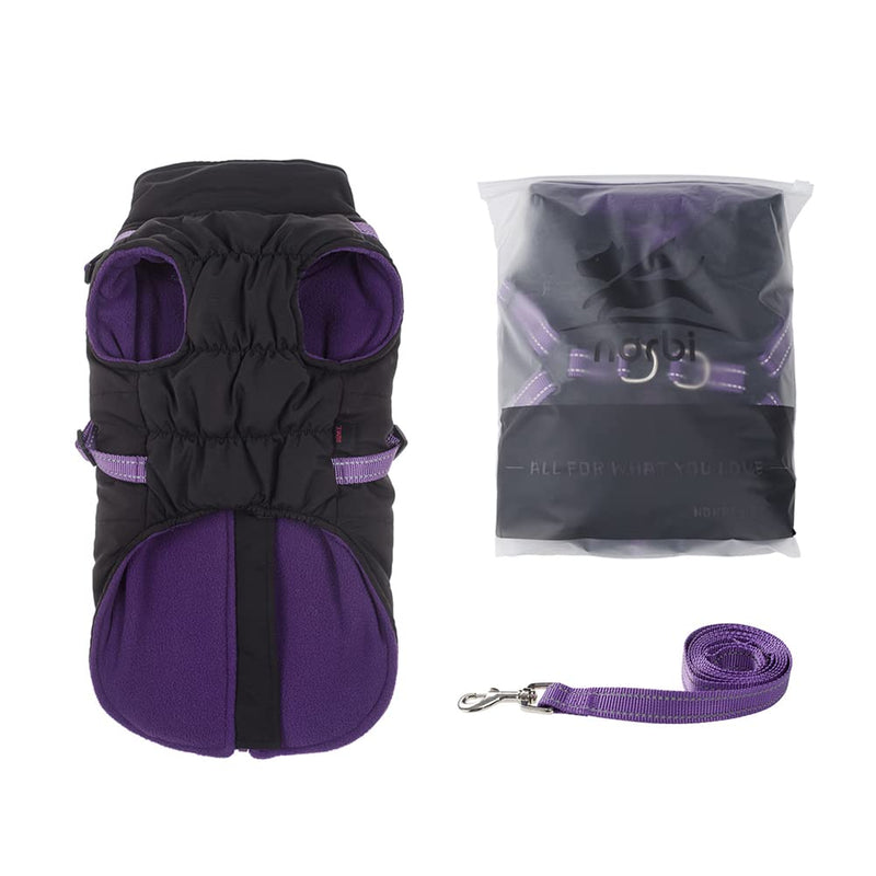 Norbi Pet Warm Jacket Small Dog Vest Harness Wih Leash Puppy Winter 2 in 1 Outfit Cold Weather Coat XL Black - PawsPlanet Australia