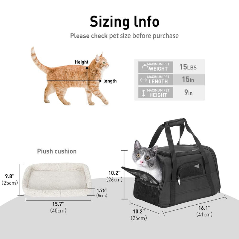 Fancial Airline-Approved cat pet Carrier, Soft-Sided Dog Carrier for Small Dogs, cat Travel Accessories, Ventilated pet Tote Bag - PawsPlanet Australia