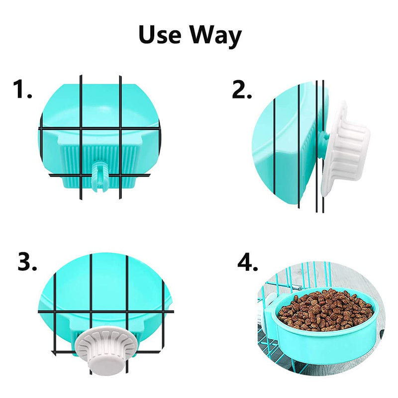 Rabbit Bowls Set, Big Pet Bunny Food Bowls Small Animals Cage Bowl and Stainless Steel Hanging Water Food Feeder Bowls for Big Bunny Food Dish (2 PCS) 2 PCS