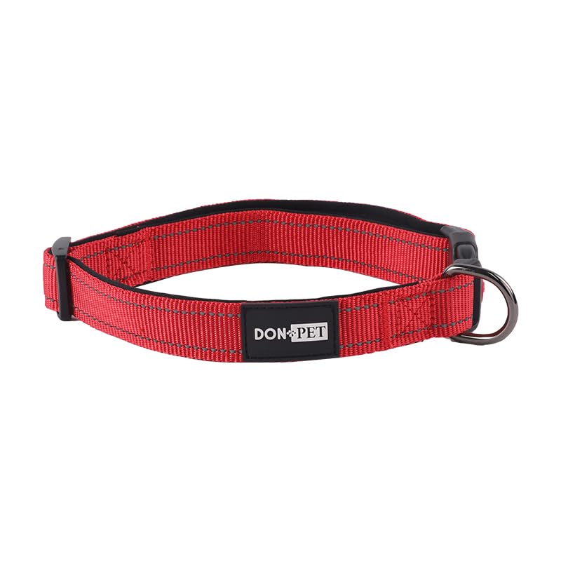 Dog Collar, Reflective Adjustable Basic Dog Collar with Soft Neoprene Padding, Durable Nylon Pet Collars for Puppy, Small, Medium & Large Dogs - Extra Large Red: (45cm - 70cm).