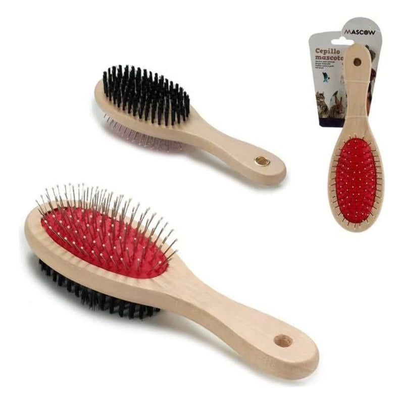 S3606526 Wooden Dog Brush, Various Materials, Multicoloured, 6 x 24.5 x 9.5 cm - PawsPlanet Australia