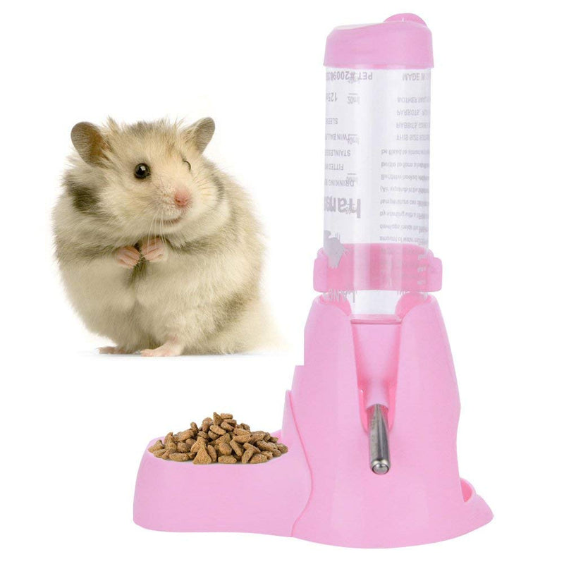 Guardians Hamster Water Bottle, Little Pet Automatic Drinking Bottle with Food Container Base Hut Hanging Water Feeding Bottles Auto Dispenser for Small Animals(125ml,Pink) 125ml Pink - PawsPlanet Australia