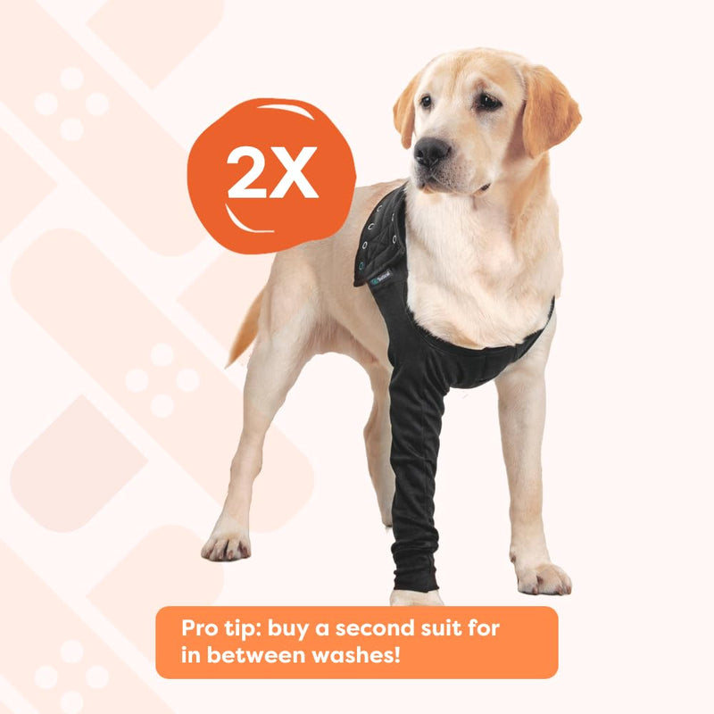 Suitical Recovery Sleeve for Dogs | Front Leg Protection After Surgery | Dog Leg Sleeve to Stop Licking | Machine Washable | Chest Circumference 11.8”- 16.9” | Sleeve Length 4.7” | 2XS | Single Sleeve Black-Single Sleeve