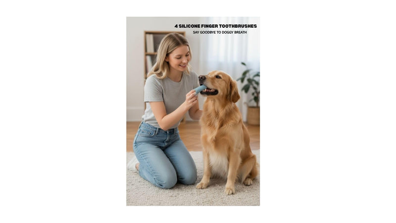 Dog Grooming Kit – Paw Cleaner Cup for Muddy Paws, Collapsible Travel Bowl with Carabiner & 4 Silicone Finger Toothbrushes – Portable Pet Dental Care & Paw Washer for Small Dogs, Puppies & Cats