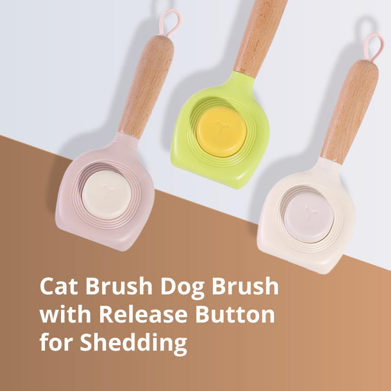 Cat Brush Dog Brush with Release Button for Shedding(khaki gray color) - PawsPlanet Australia