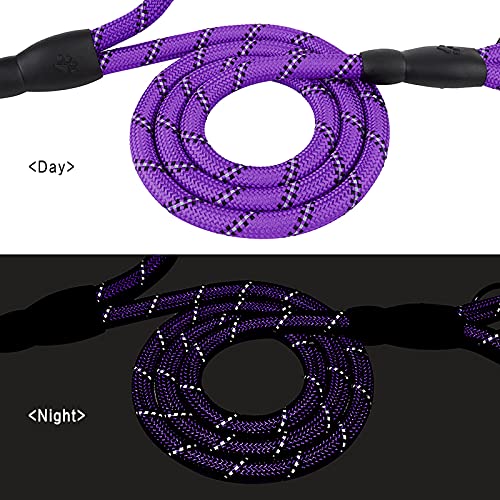 PLUTUS PET Rope Dog Leash 6ft Long,Traffic Padded Two Handle,Heavy Duty,Reflective Double Handles Lead for Control Safety Training,Leashes for Large Dogs or Medium Dogs,Dual Handles Leads(Violet) Rope-Violet - PawsPlanet Australia