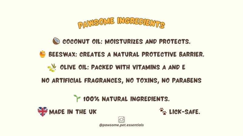 PAWSOME BALM - 100% Natural Dog Paw and Nose Balm - Soothes & Repairs Cracked Paws, Nourishes & Protects, Lick-Safe Moisturizer - Made in the UK - 60g 60 Grams