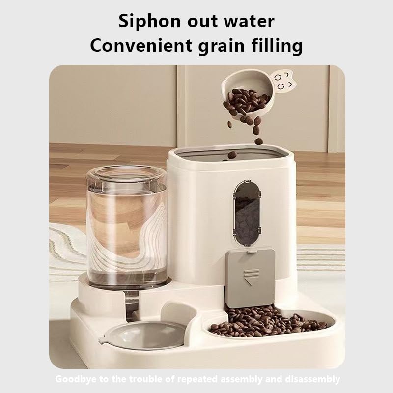 Two-in-One Upgraded Gravity Pets Feeder and Water Dispenser Combo Set, Pet Cat Dog Automatic Feeder and Water Dispenser for Small and Medium Pets Cats Dogs, Large Capacity & Washable Gray - PawsPlanet Australia