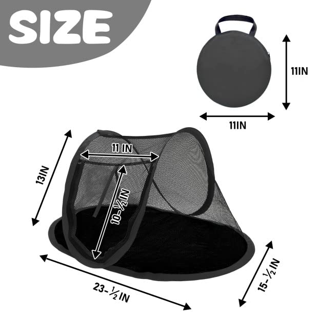 Rest-Eazzzy Small Animal Tent, Portable Cat Tent, Cat Enclosures for Outside and Indoor with Carry Bag, Pet Playpen for Hamster, Guinea Pig, Rabbits (XS-Black Black-tent