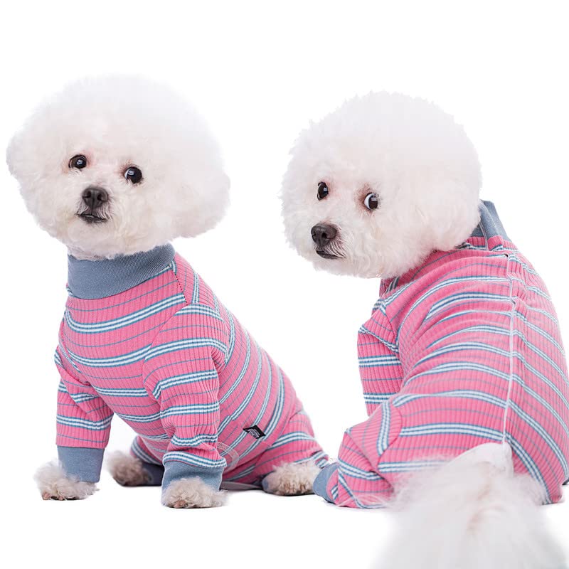 Dog Striped Recovery Suit, Puppy After Surgery Onesie for Female Male Dogs, Dogs Cats Long Sleeve Pajamas Bodysuit, Surgery Abdominal Wound Bandages Clothes, Dog Pant for Shedding Skin Disease Large Pink - PawsPlanet Australia