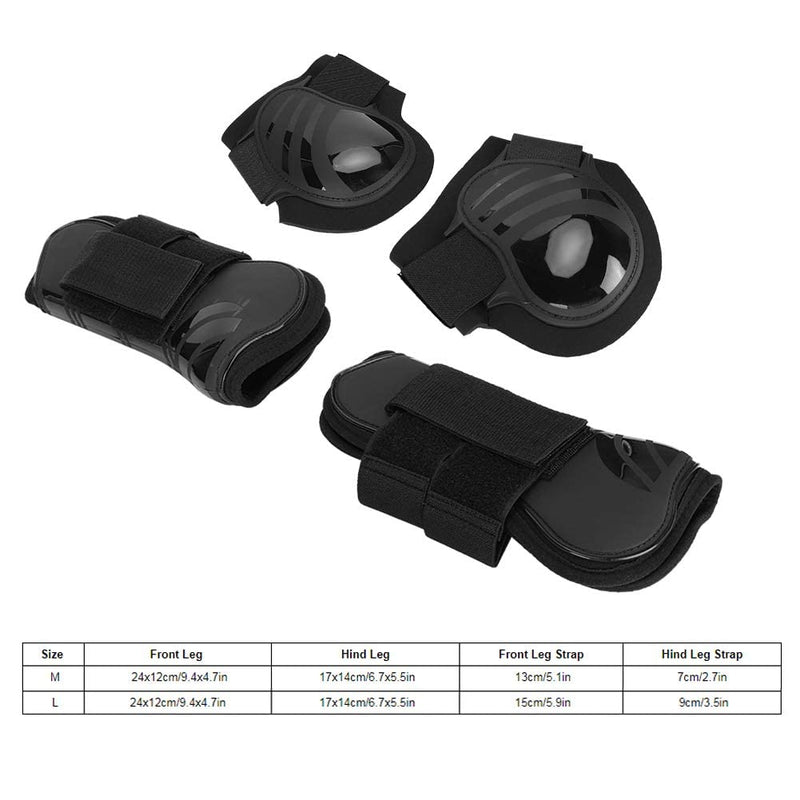 Zerodis Horse Leg Guard, 2 Pair PU Shell Horse Front Back Leg Guard Boot Wrap Protective Boots Horse Fly Leg Guards Set During Jump(M Black) - PawsPlanet Australia