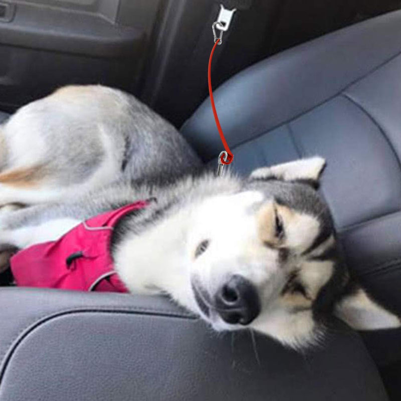 Sonku Dog Car Seat Belt Restraint, 2 Pcs Proof Steel Cable Safety Vehicle Belt Fit for Small,Medium,Large,and X-Large Dogs-Red - PawsPlanet Australia