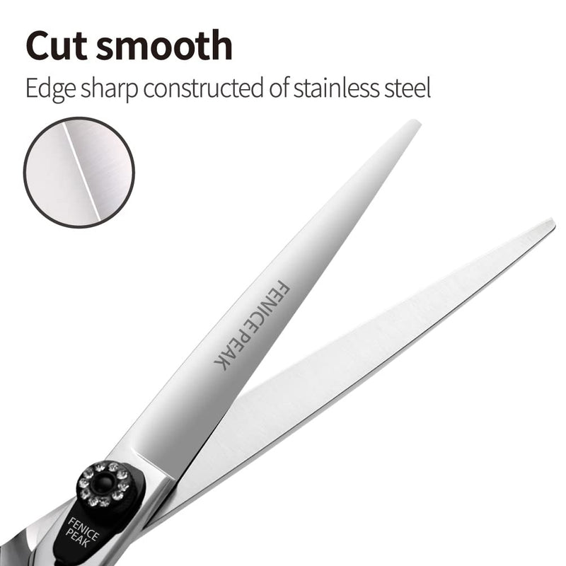 Fenice Peak 8.0'' Dog Straight Scissors For Grooming Pet Hair Cutting Shears 440C Stainless Steel Black Non-Slip Handle Sharp Blades Professional Pet Trimming Scissors for Cats Straight Shear 8.0'' - PawsPlanet Australia