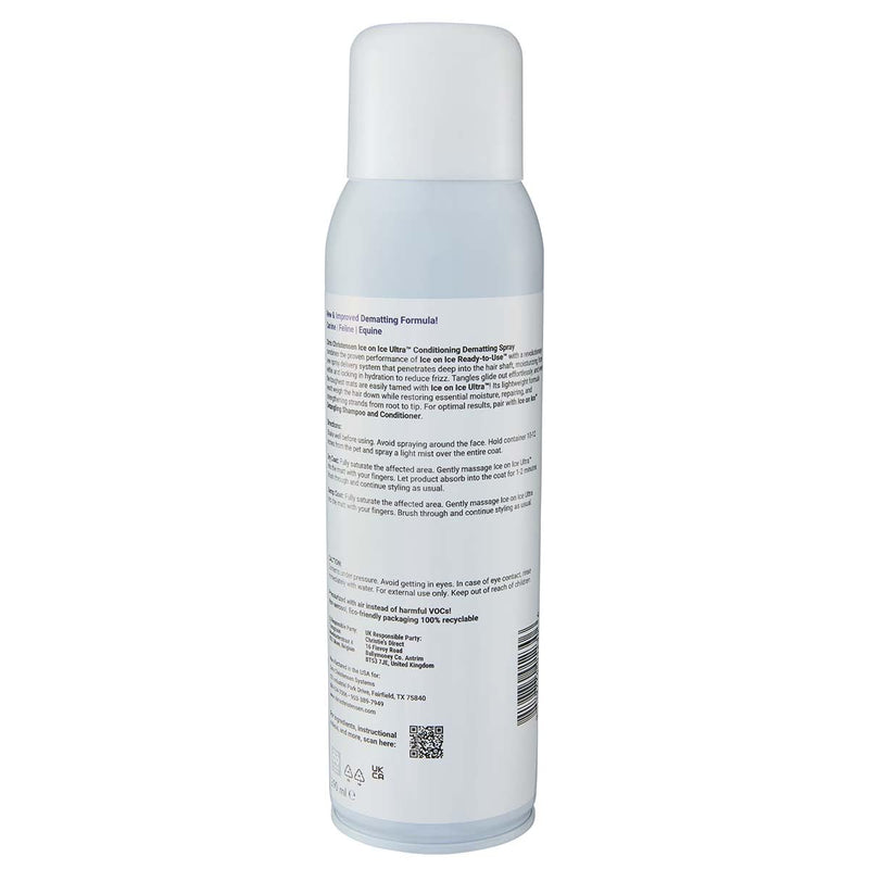 Chris Christensen Ice on Ice Ultra Conditioning Dematting Spray, Dog Conditioner, Groom Like a Professional, Lightweight Formula, Dematts & Detangles, Conditions & Protects, Made in the USA, 13.2oz - PawsPlanet Australia