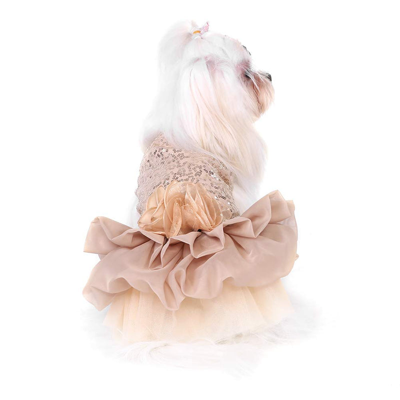 Small Dog Wedding Dress Walfront Rose Gold Sequined Princess Bubble Skirt (M)