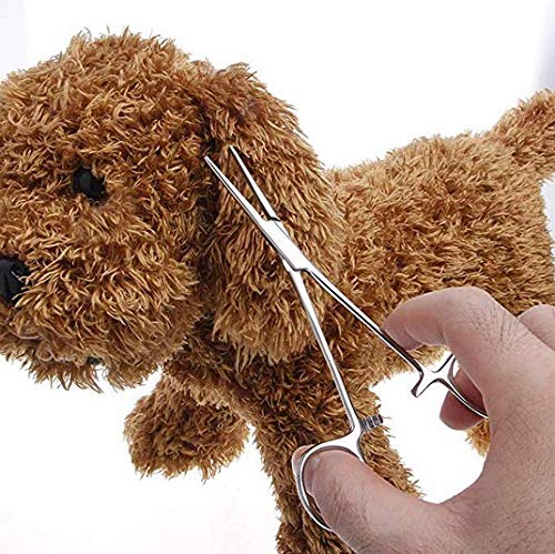 Hemostat Forceps, Stainless Steel Dog Cat Pet Scissors Ear Hair Clamp Fishing Scissors Tools (12.5cm Straight) 12.5cm Straight