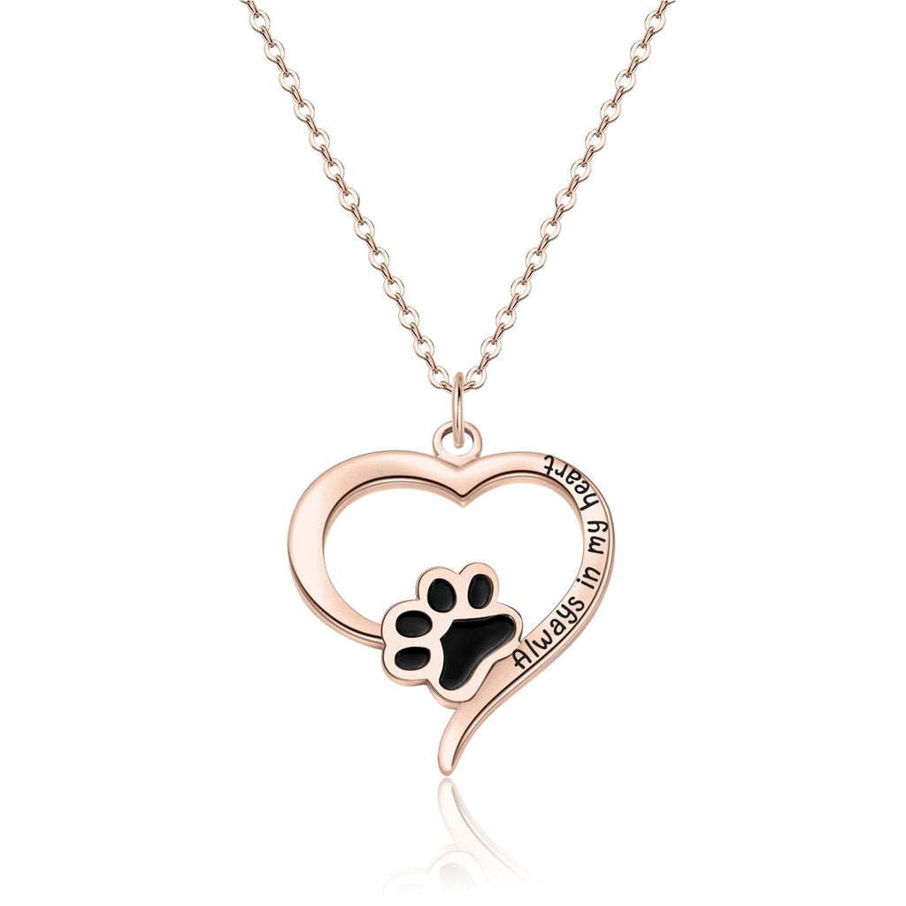 NC Dog Paw Print Necklace Always in My Heart Pendant Necklace Loss of Dog Remembrance Jewelry Pet Memorial Necklace Dog Lovers Gift Always in heart NRG