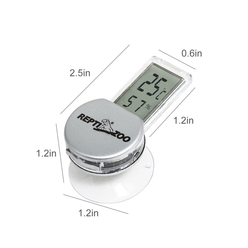 REPTI ZOO Reptile Thermometer Hygrometer with Suction Cup, Digital Thermometer Hygrometer for Reptile Rearing Box Terrarium Tank Bearded Dragon, Temperature & Humidity Gauge Fahrenheit (℉) Grey - PawsPlanet Australia